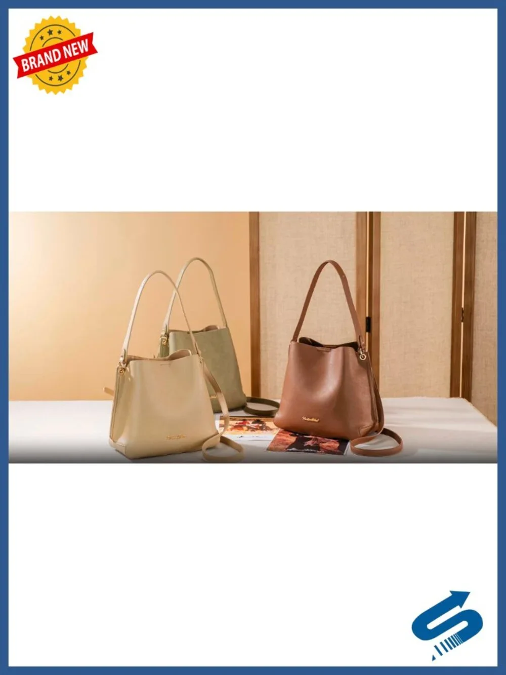 Vegan Leather Medium Hobo Bag with 3 Compartments, Crossbody Strap, Shoulder